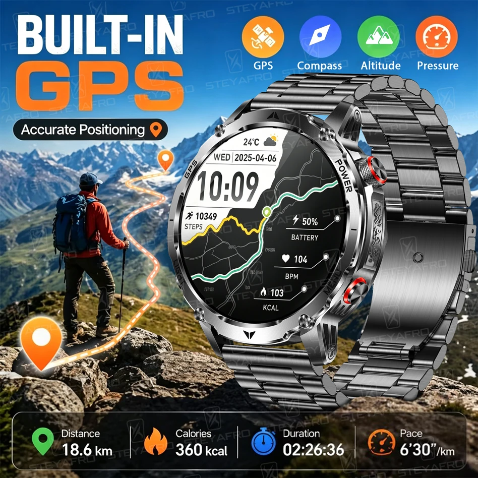 Smartwatch M Active - Montre connectée militaire pour homme avec