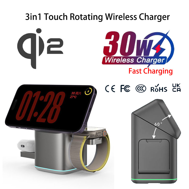 Smartwatch Touch - Praiser 25W Qi2 pliable tactile Rotation