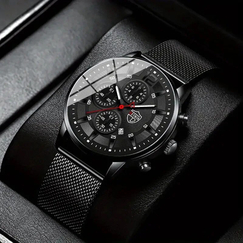 Stainless Mesh Band - DEYROS-Montre à Quartz Minimaliste en Acier