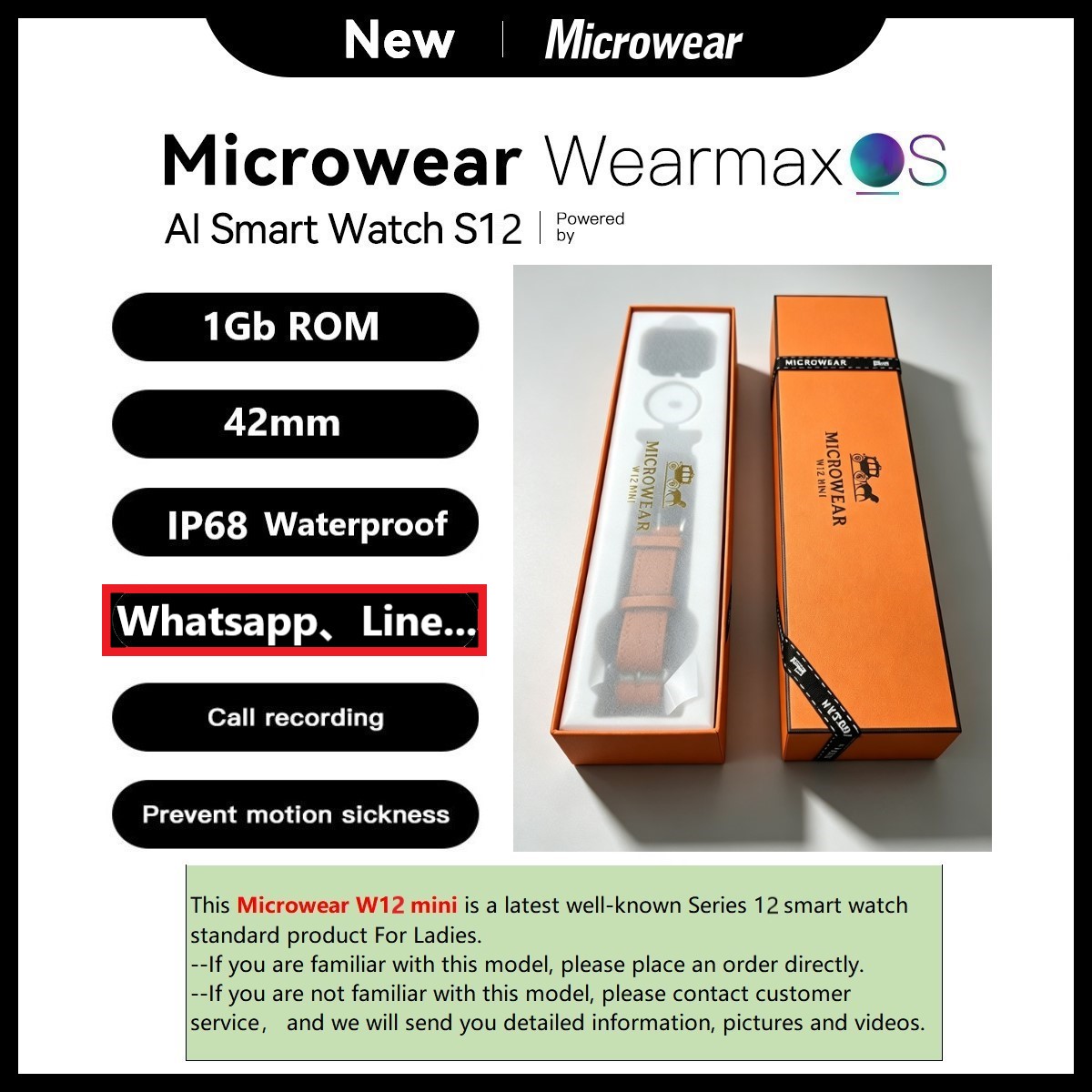 Smartwatch M Active - Montre connectée Microwear W12mini, modèle de
