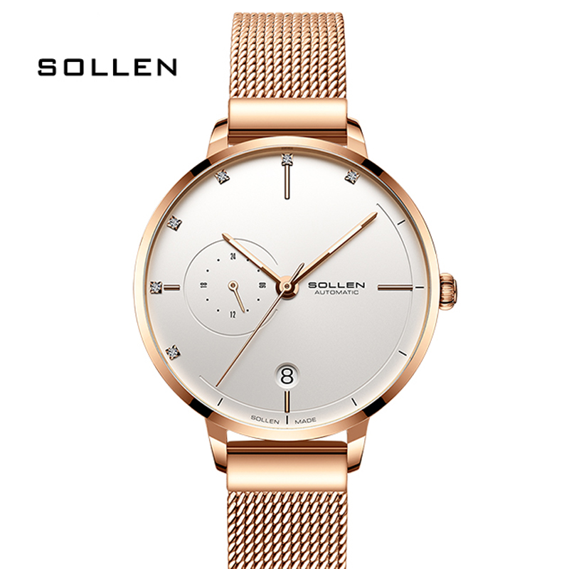 Stainless Mesh Band - SOLLEN-montres mécaniques automatiques femmes étanche strass