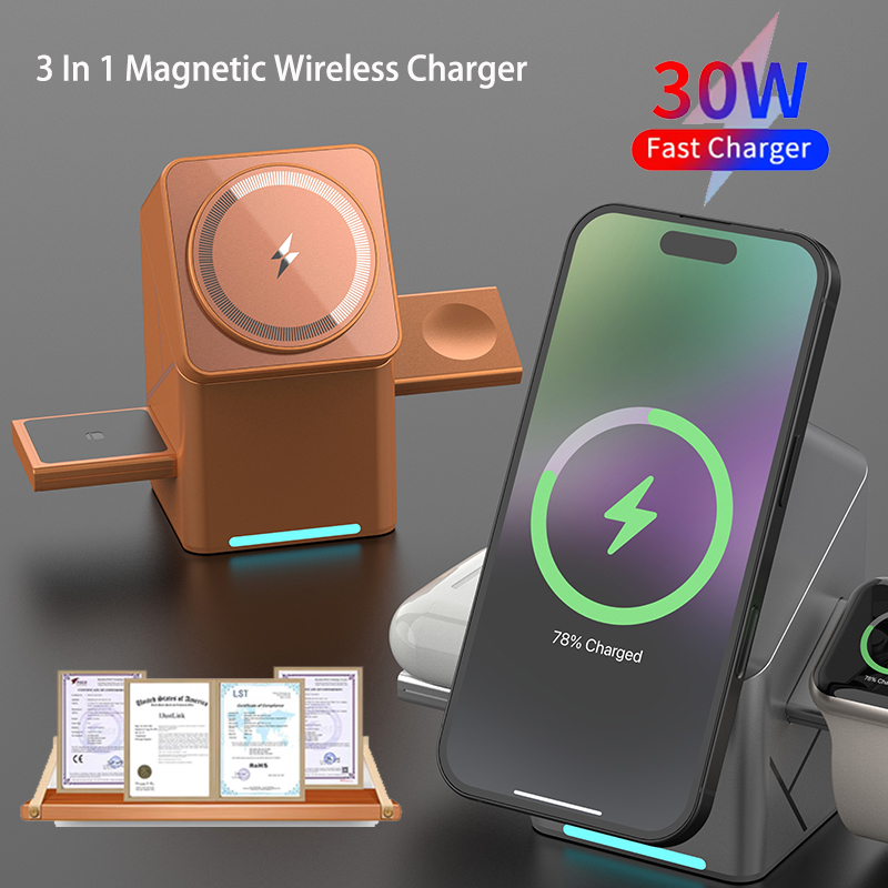 Smartwatch Touch - Chargeur sans fil magnétique multifonction 3-en-1