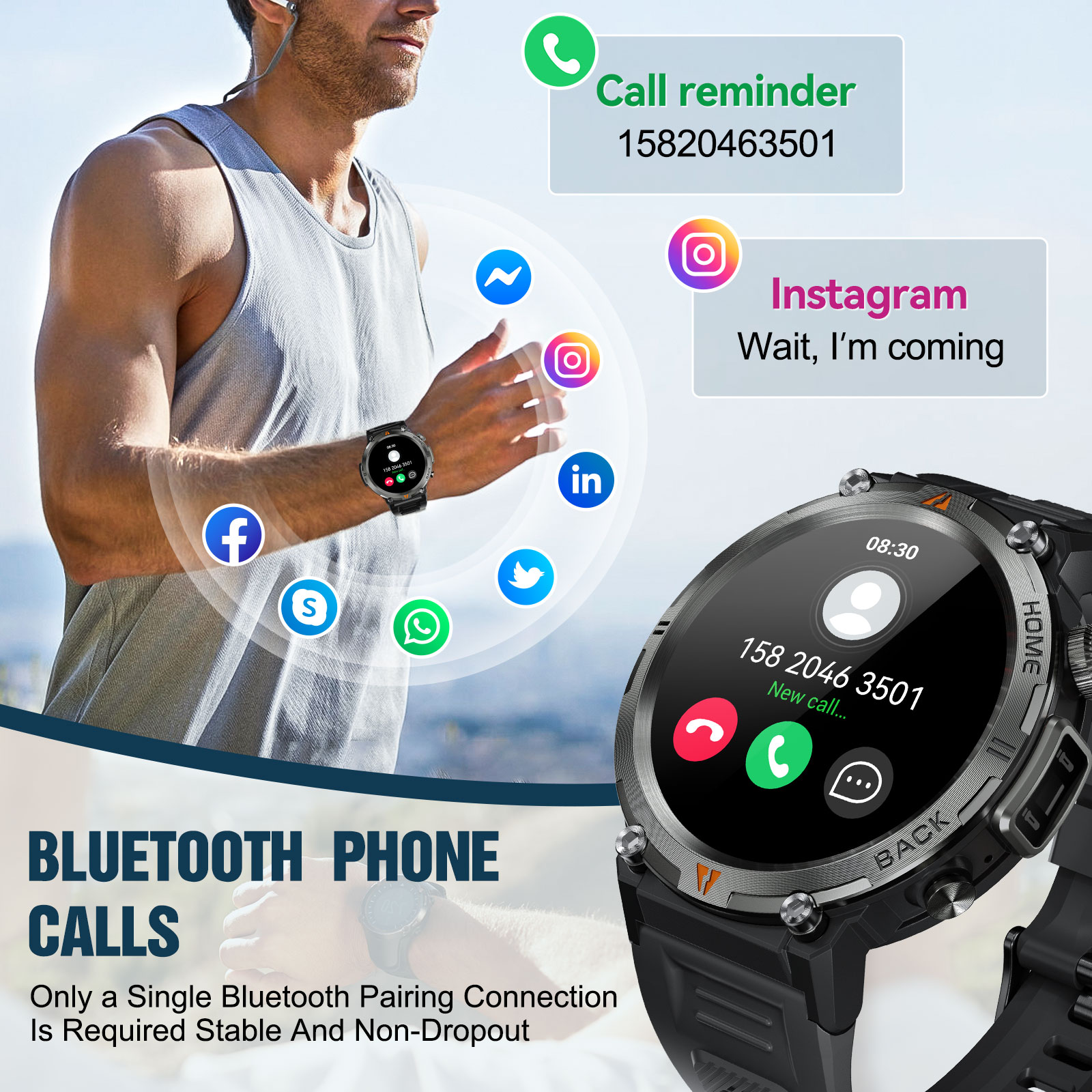 EIGIIS KE3 Bluetooth appel mon - Smartwatch Faces avis et prix